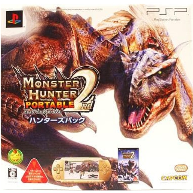 [PSP](本体)モンスターハンターポータブル 2nd ハンターズパック プレイステーション・ポータブル(シャンパンゴールド)(PSP-1000CG)同梱(CPCS-01029)