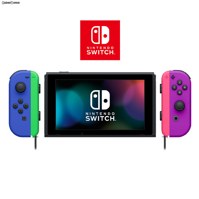 [Switch](本体)マイニンテンドーストア限定 Nintendo Switch(ニンテンドースイッチ 有機ELモデル) カスタマイズ Joy-Con(L) ブルー/(R) ネオンパープル Joy-Conストラップ ネオングリーン/ネオンピンク(HEG-S-KAYAA)