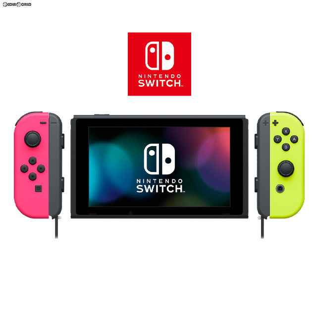 [Switch](本体)マイニンテンドーストア限定 Nintendo Switch(有機ELモデル)(ニンテンドースイッチ) カスタマイズ Joy-Con(L) ネオンピンク/R ネオンイエロー Joy-Conストラップ ブラック(HEG-S-KAYAA)