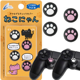 [PS4]CYBER・アナログスティック　カバー ねこにゃん　(PS4用)　サイバーガジェット(CY-P4ASCN-BK)