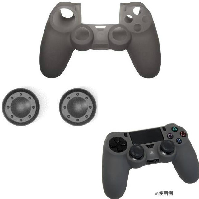 [PS4]CYBER・コントローラーシリコンカバーセット(PS4用) クリアブラック サイバーガジェット(CY-P4CRSCS-BK)