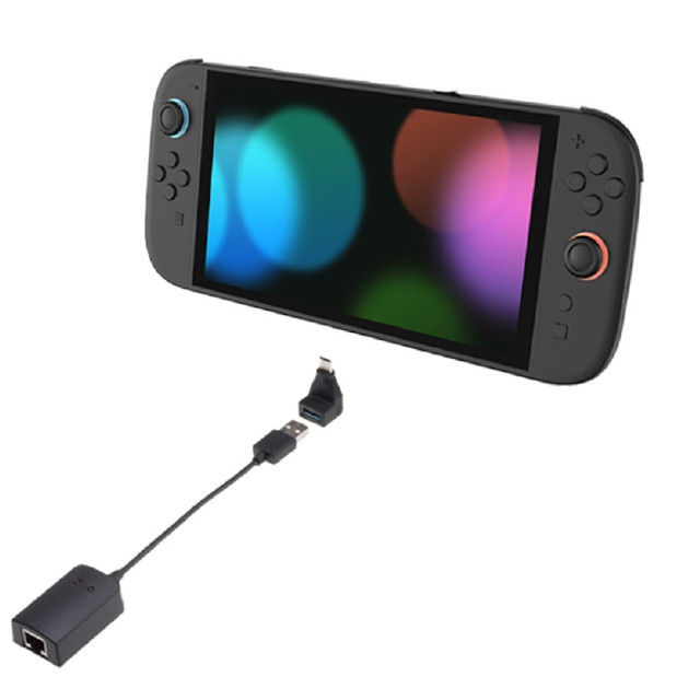 [Switch2] CYBER・USB有線LANアダプター Type-C変換コネクター付き(Switch2用/スイッチ2用) ブラック サイバーガジェット(CY-S2ULANC-BK)