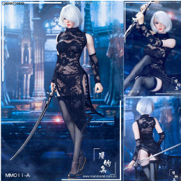 [FIG]1/6 女性用 セクシー コスチューム セット セクシー レース チャイナドレス セット ブラック ドール用衣装(MM11-A) マンモデル