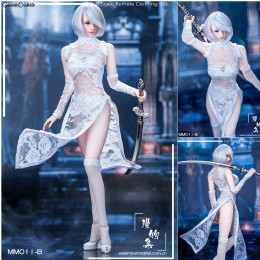 [FIG]1/6 女性用 セクシー コスチューム セット セクシー レース チャイナドレス セット ホワイト ドール用衣装(MM11-B) マンモデル