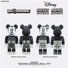 [FIG]BE@RBRICK(ベアブリック) MICKEY MOUSE & MINNIE MOUSE(ミッキーマウス&ミニーマウス) 100%(B&W Ver) 2PACK(2パック) ディズニー 完成品 可動フィギュア メディコム・トイ