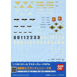 [PTM]ガンダムデカール No.22 1/100 MG 機動戦士Zガンダムシリーズ用 「機動戦士Zガンダム」 バンダイ プラモデル