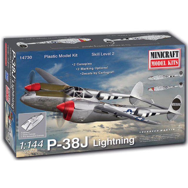 [PTM]1/144 WW.II アメリカ陸軍航空軍 P-38J ライトニング 第8空軍 [MC14730] ミニクラフト プラモデル