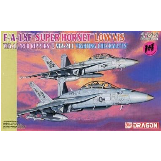 [PTM]1/144 F/A-18F スーパーホーネット ロービジ VFA-11 レッドリッパーズ&VFA-211 ファイティングチェックメイツ(2機セット) 「WARBIRDシリーズ」 [4610] ドラゴン(DRAGON) プラモデル