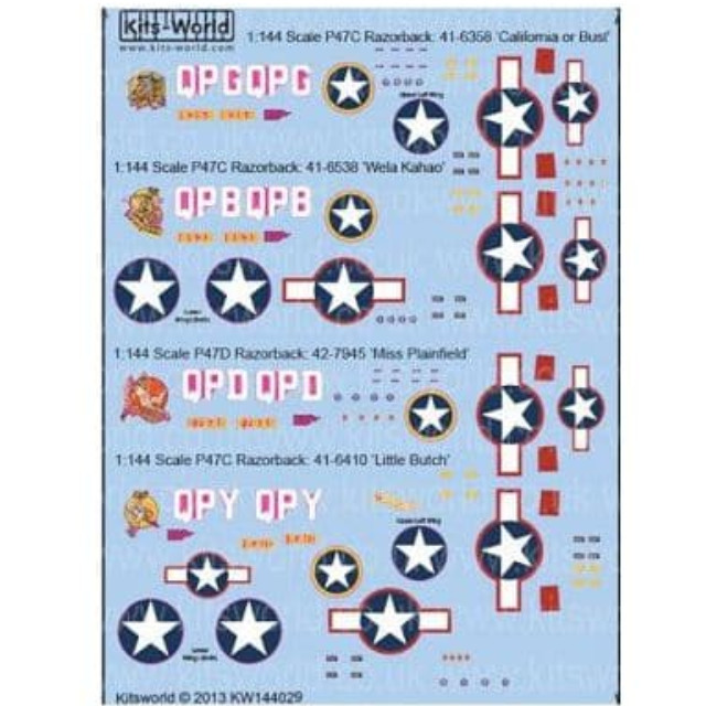 [PTM]1/144 米陸軍航空軍 サンダーボルト レザーバック デカールセット [KW144029] Kits-World(キッツワールド) プラモデル