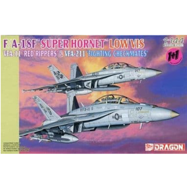 [PTM]1/144 アメリカ海軍 F/A-18F スーパーホーネット VFA-11 レッドリッパーズ&VFA-211 ファイティングチェックメイツ(2機セット) [DR4610] ドラゴン(DRAGON) プラモデル