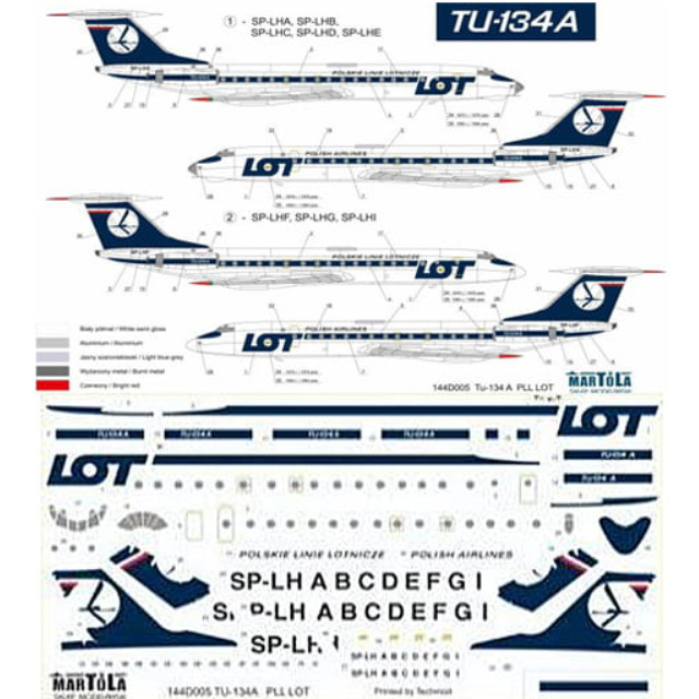 [PTM]1/144 LOTポーランド航空 Tu-134A ズベズダ用 デカール [TRM144D005] Toro Model(トロモデル) プラモデル