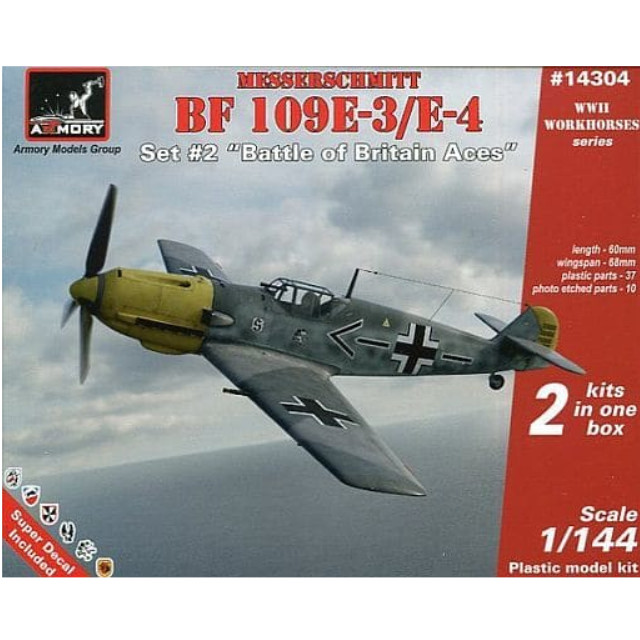 [PTM]1/144 メッサーシュミットBf109E-3/4 ’バトル・オブ・ブリテン・エース’ 2キット入り [AMR14304] Armory(アモリー) プラモデル