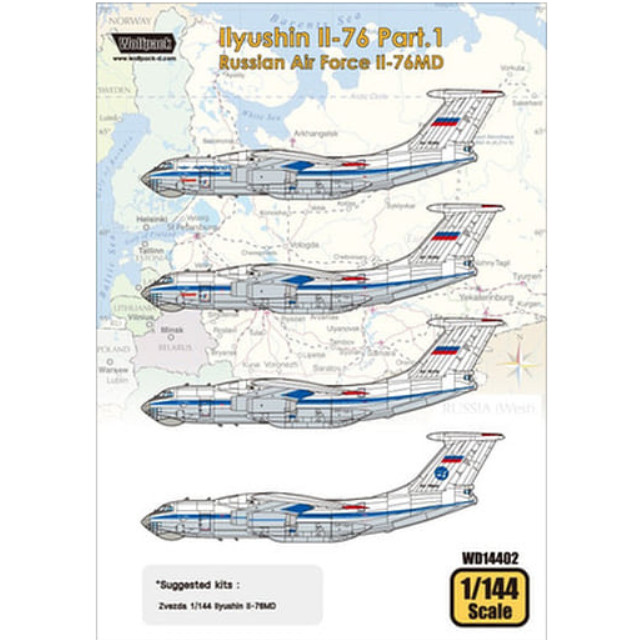 [PTM]1/144 イリューシン Il-76 ロシア空軍 Il-76MD デカール(ズベズダ用) [WOLWD14402] Wolfpack(ウルフパック) プラモデル
