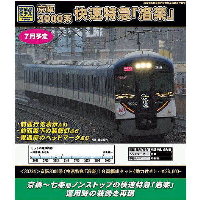 [RWM]京阪 3000系(快速特急「洛楽」) 8両編成セット(動力付き) GREENMAX(グリーンマックス)