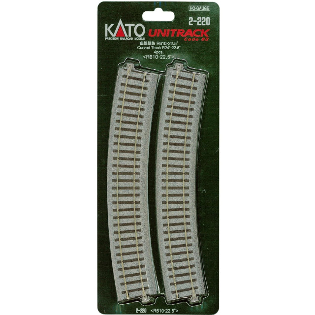 [RWM]2-220 UNITRACK(ユニトラック) 曲線線路 R610-22.5°(4本入) HOゲージ 鉄道模型 KATO(カトー)