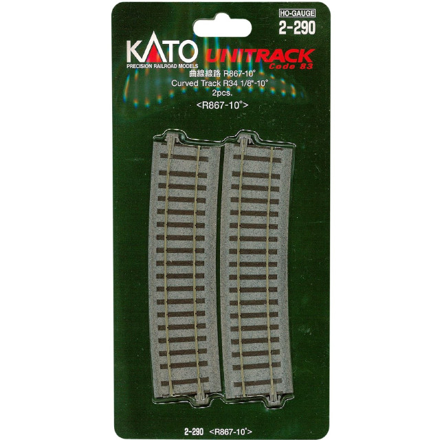 [RWM]2-290 UNITRACK(ユニトラック) 曲線線路 R867-10°(2本入) HOゲージ 鉄道模型 KATO(カトー)