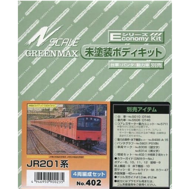 [RWM](再々販)402 JR201系 4両編成セット エコノミーキット 未塗装組立てキット Nゲージ 鉄道模型 GREENMAX(グリーンマックス)