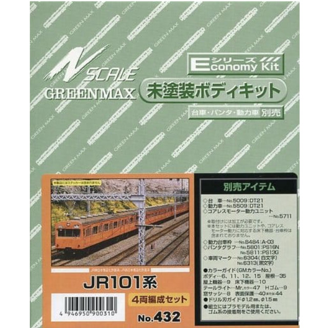 [RWM](再々販)432 JR101系 4両編成セット エコノミーキット 未塗装組立てキット Nゲージ 鉄道模型 GREENMAX(グリーンマックス)