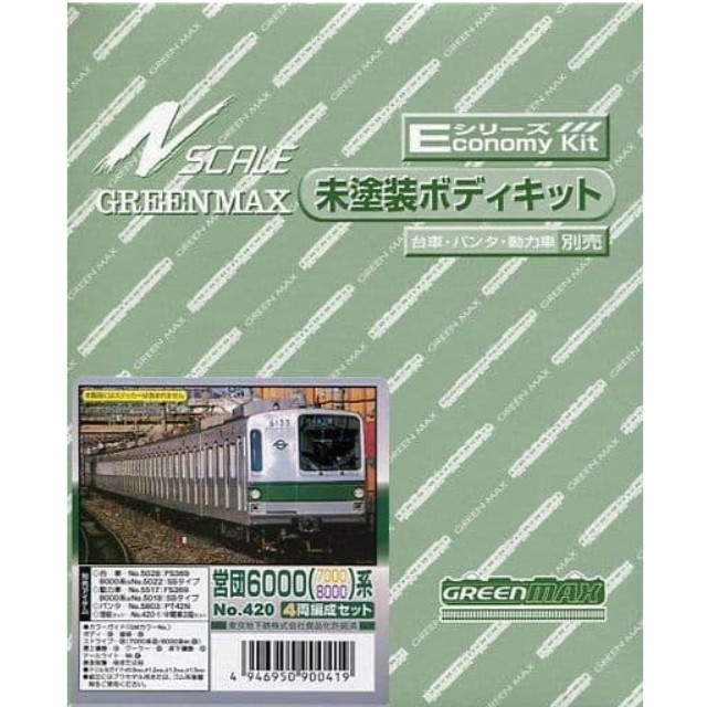 [RWM](再販)420 営団6000(7000/8000)系 4両編成セット 未塗装組立てキット Nゲージ 鉄道模型 GREENMAX(グリーンマックス)