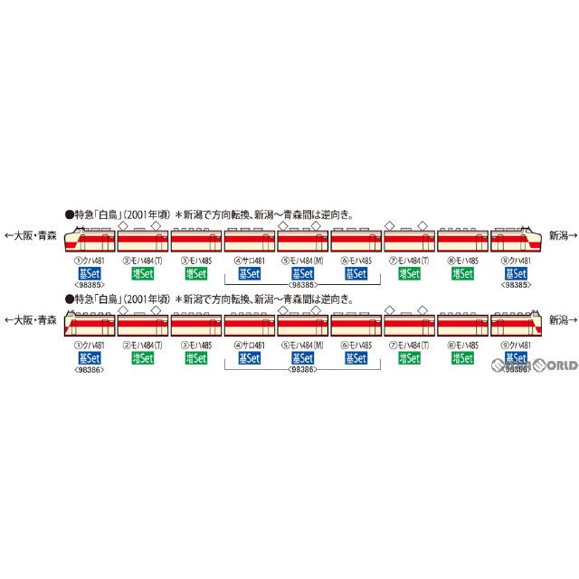 [RWM]98387 JR 485系特急電車(京都総合運転所・白鳥) 増結セット(4両)(動力無し) Nゲージ 鉄道模型 TOMIX(トミックス)