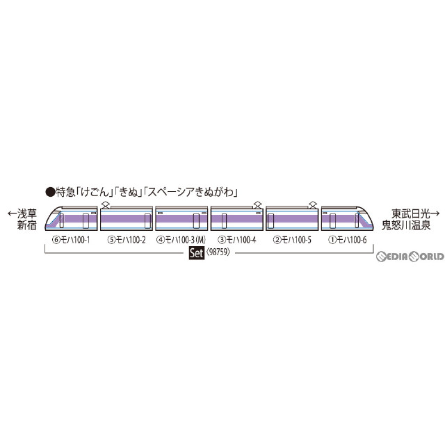 [RWM]98759 東武100系スペーシア(雅カラー)セット(6両)(動力付き) Nゲージ 鉄道模型 TOMIX(トミックス)