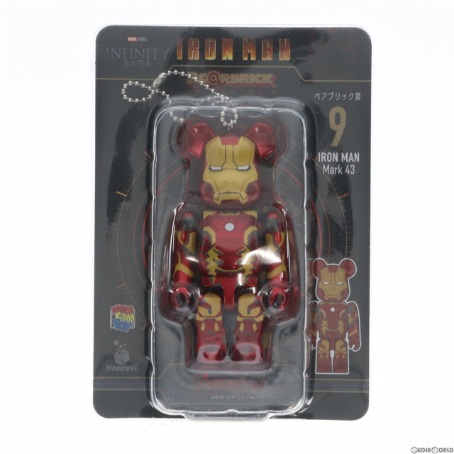 [FIG]ベアブリック賞 BE@RBRICK(ベアブリック) 9.アイアンマン マーク43 Happyくじ BE@RBRICK MARVEL Infinity SAGA 『IRON MAN』(アイアンマン) 可動フィギュア プライズ サニーサイドアップ