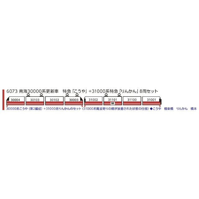 [RWM] 6073 南海30000系更新車 特急「こうや」+ 31000系特急「りんかん」 8両セット(動力付き) Nゲージ 鉄道模型 ポポンデッタ