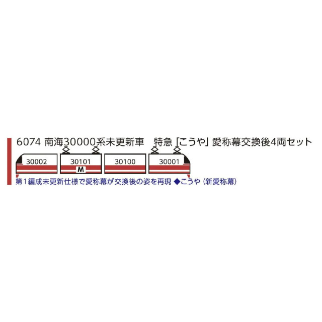 [RWM] 6074 南海30000系未更新車 特急「こうや」愛称幕交換後4両セット(動力付き) Nゲージ 鉄道模型 ポポンデッタ