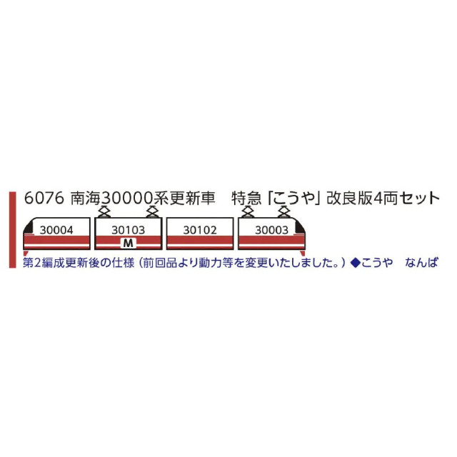[RWM] 6076 南海30000系更新車 特急「こうや」改良版4両セット(動力付き) Nゲージ 鉄道模型 ポポンデッタ