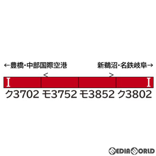 [RWM]31906 名鉄3700系(1次車) 増結4両編成セット(動力無し) Nゲージ 鉄道模型 GREENMAX(グリーンマックス)