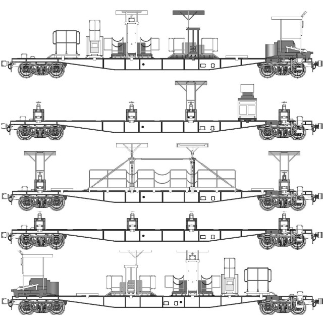[RWM] TW-CK5500B チキ5500ロングレール積載具付増結2両セット・チキ塗装:黒(動力無し) HOゲージ 鉄道模型 TRAMWAY(トラムウェイ)