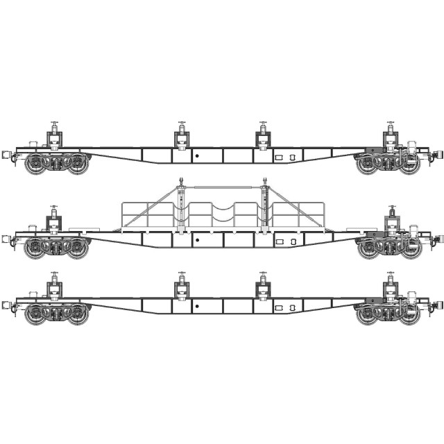 [RWM] TW-CK5500E チキ5500 50mレール積載具付3両セット・チキ塗装:黒(動力無し) HOゲージ 鉄道模型 TRAMWAY(トラムウェイ)