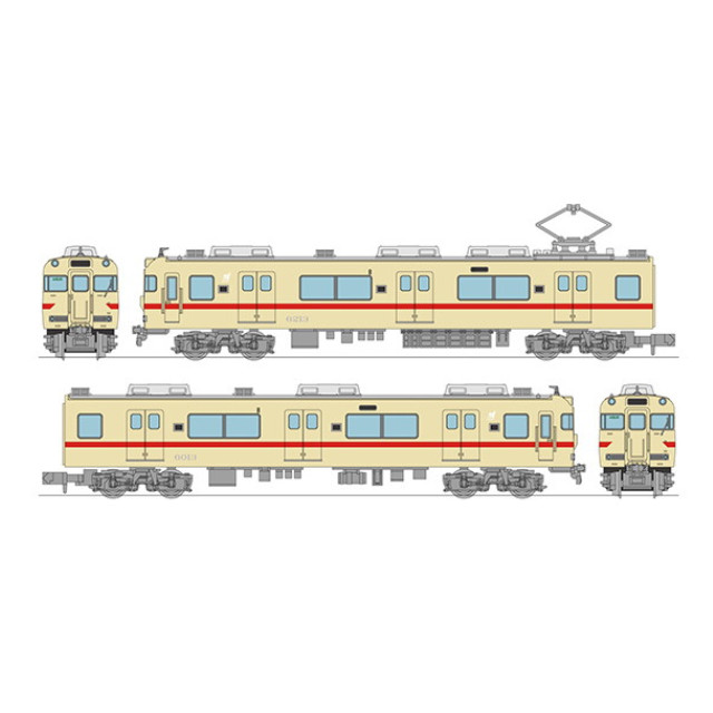 [RWM] 334187 鉄道コレクション(鉄コレ) 名古屋鉄道6000系(ストロークリーム×赤帯・6013編成) 2両セット(動力無し) Nゲージ 鉄道模型 TOMITEC(トミーテック)