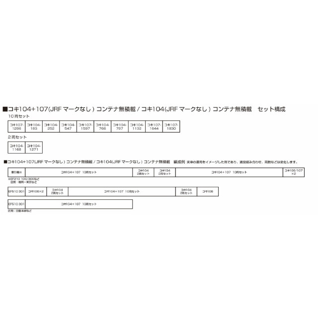 [RWM] 10-1963 コキ104+107(JRFマークなし)コンテナ無積載 10両セット(動力無し) Nゲージ 鉄道模型 KATO(カトー)