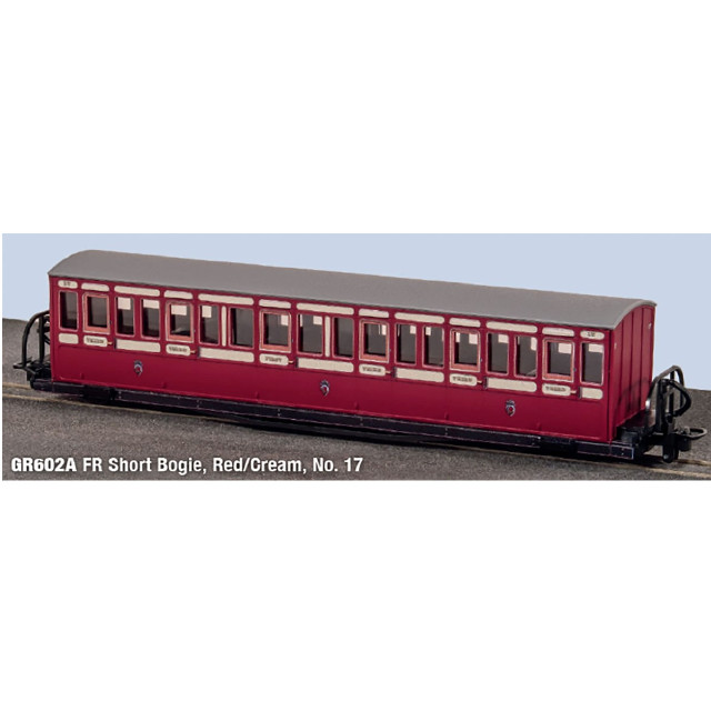 [RWM] PEGR-602A OO-9 FR ショート ボウサイダー コーチ レッド&クリーム No.17(動力無し) ナローゲージ 鉄道模型 PECO(ピィコ)
