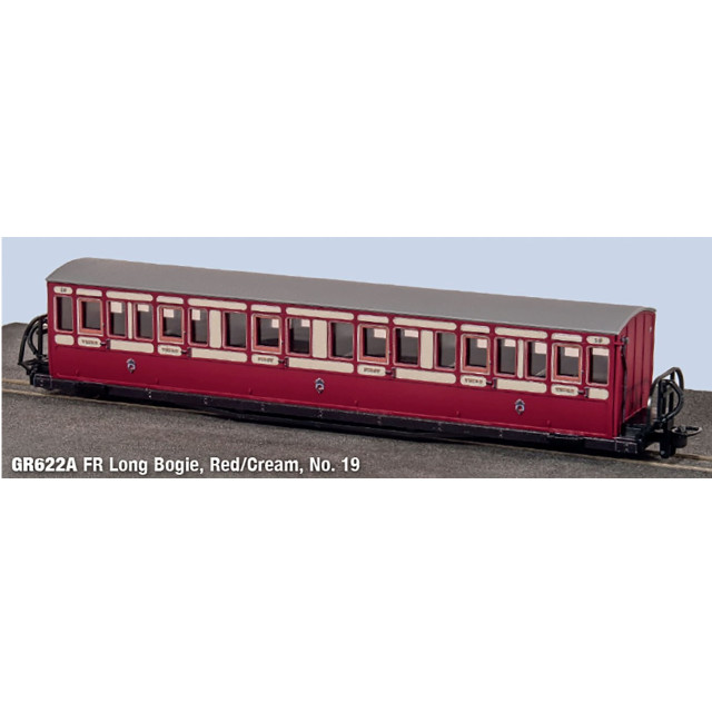 [RWM] PEGR-622A OO-9 FR ロング ボウサイダー コーチ レッド&クリーム No.19(動力無し) ナローゲージ 鉄道模型 PECO(ピィコ)