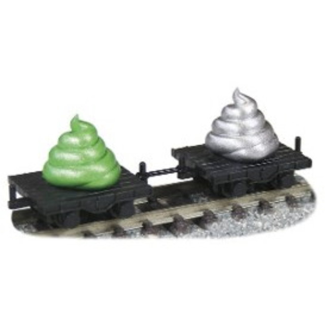 [RWM] JT-09 Joke train(ジョークトレイン)シリーズ うん搬トロッコ(けんこう緑・長寿シルバー・トロッコ付)(動力無し) Nゲージ 鉄道模型 TGW(津川洋行)