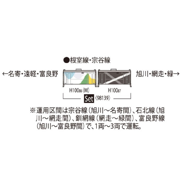 [RWM] 98139 JR H100形ディーゼルカー(根室線・宗谷線ラッピング車)セット(2両)(動力付き) Nゲージ 鉄道模型 TOMIX(トミックス)
