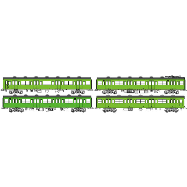[RWM] TW-103SA 国鉄103系低運転台・非ユニット窓・非冷房車 黄緑6号 動力付基本4両セットA(動力付き) HOゲージ 鉄道模型 TRAMWAY(トラムウェイ)