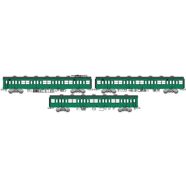 [RWM] TW-103TJ 国鉄103系低運転台・非ユニット窓・非冷房車 青緑1号 動力なし増結3両セットJ(動力無し) HOゲージ 鉄道模型 TRAMWAY(トラムウェイ)