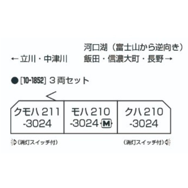 [RWM] 10-1852 211系3000番台 長野色 3両セット(動力付き) Nゲージ 鉄道模型 KATO(カトー)