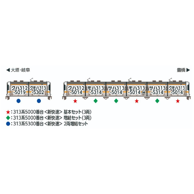 [RWM] 10-1920 313系5000番台 新快速 増結セット(3両)(動力無し) Nゲージ 鉄道模型 KATO(カトー)