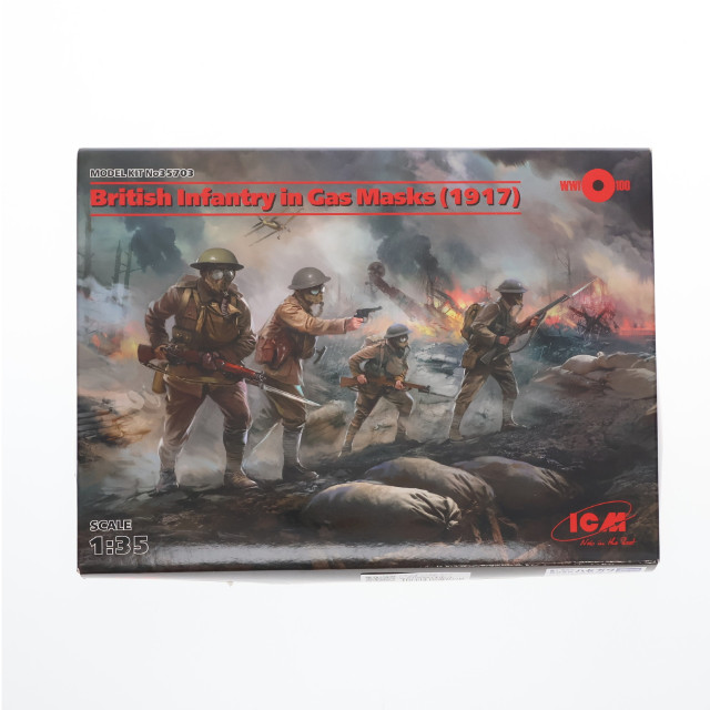 [PTM]1/35 イギリス歩兵 ガスマスク装備 1917 [35703] プラモデル ICM