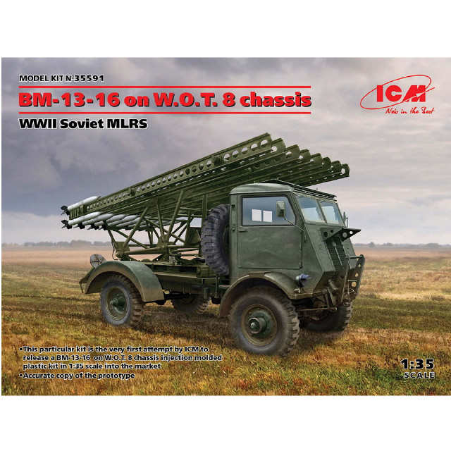 [PTM]1/35 ソビエト BM-13-16 多連装ロケットランチャー W.O.T8車体 [35591] プラモデル ICM