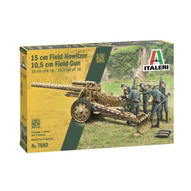 [PTM](再販)1/72 WW.II ドイツ軍 15cm sFH 18 重榴弾砲/10.5cm sK 18 重野砲 2in1 砲兵フィギュア付属 プラモデル(IT7082) ITALERI(イタレリ)