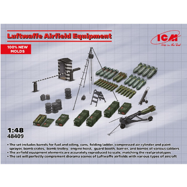 [PTM] 1/48 ドイツ空軍 飛行場設備セット プラモデル用アクセサリ(48409) ICM