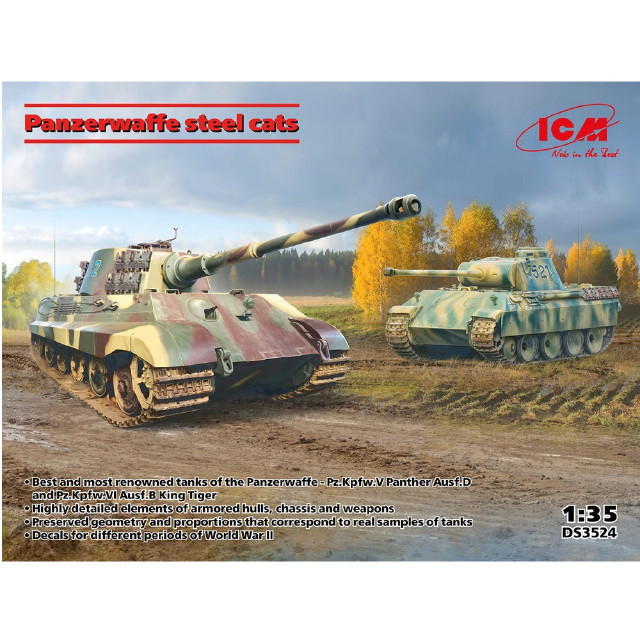 [PTM] 1/35 ドイツ第三帝国重戦車2輌セット パンツァーヴァッフェ プラモデル(DS3524) ICM