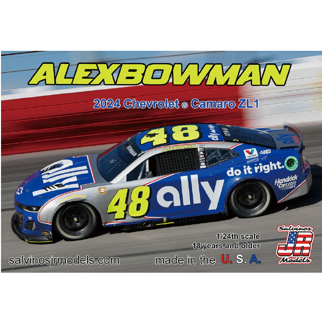 [PTM] 1/24 アレックス・ボウマン #48 アリー スローバック シボレー カマロ ZL1 NASCAR 2024 プラモデル(HMC2024ABDA) Salvinos JR Models(サルビノス J・R モデル)