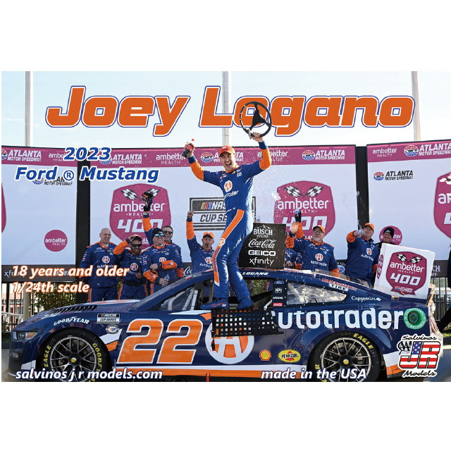 [PTM] 1/24 ジョーイ・ロガーノ #22 オートトレーダー フォード マスタング NASCAR 2023 アンベターヘルス400 ウィナー プラモデル(PF2023JLA) Salvinos JR Models(サルビノス J・R モデル)