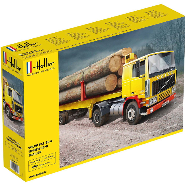 [PTM] (再販)1/32 ボルボ F12-20&木材運搬セミトレーラー プラモデル(HE81704) Heller(エレール)